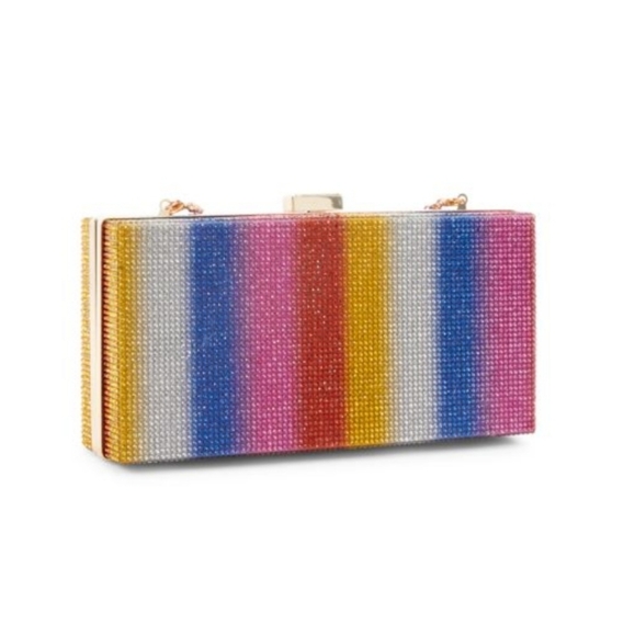 NWT Jill & Ally Multicolor Rhinestone Convertible Rainbow Clutch Purse B… - Picture 2 of 10